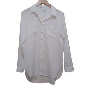 Calvin Klein womens slightly transparent button down shirt Size M